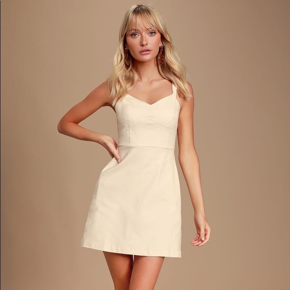 Line & Dot Cream Denim Mini Dress